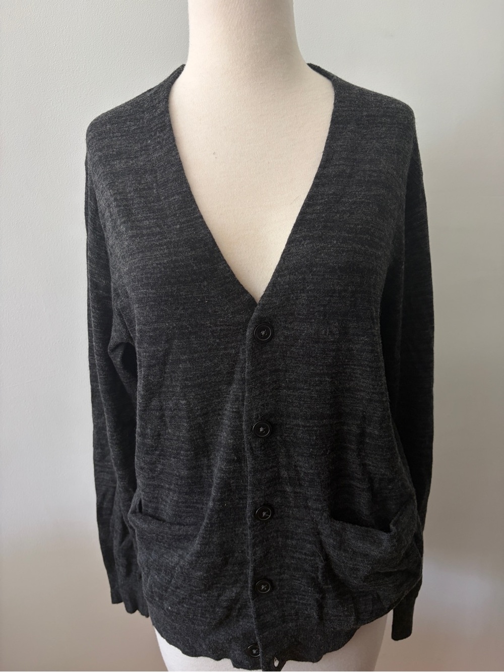 Bonobos Charcoal Heather V-Neck Button Cardigan